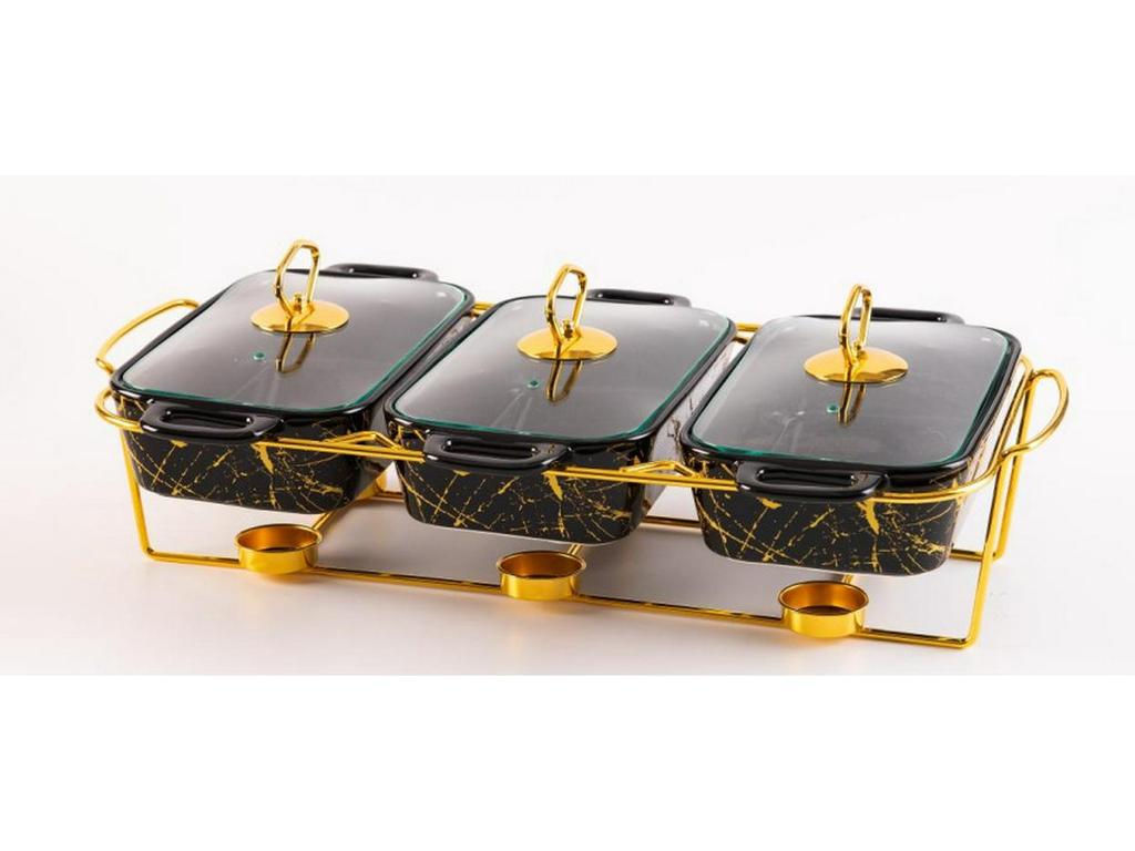 Керамическая кастрюля с двумя ухами и набор для выпечки, 3 предмета