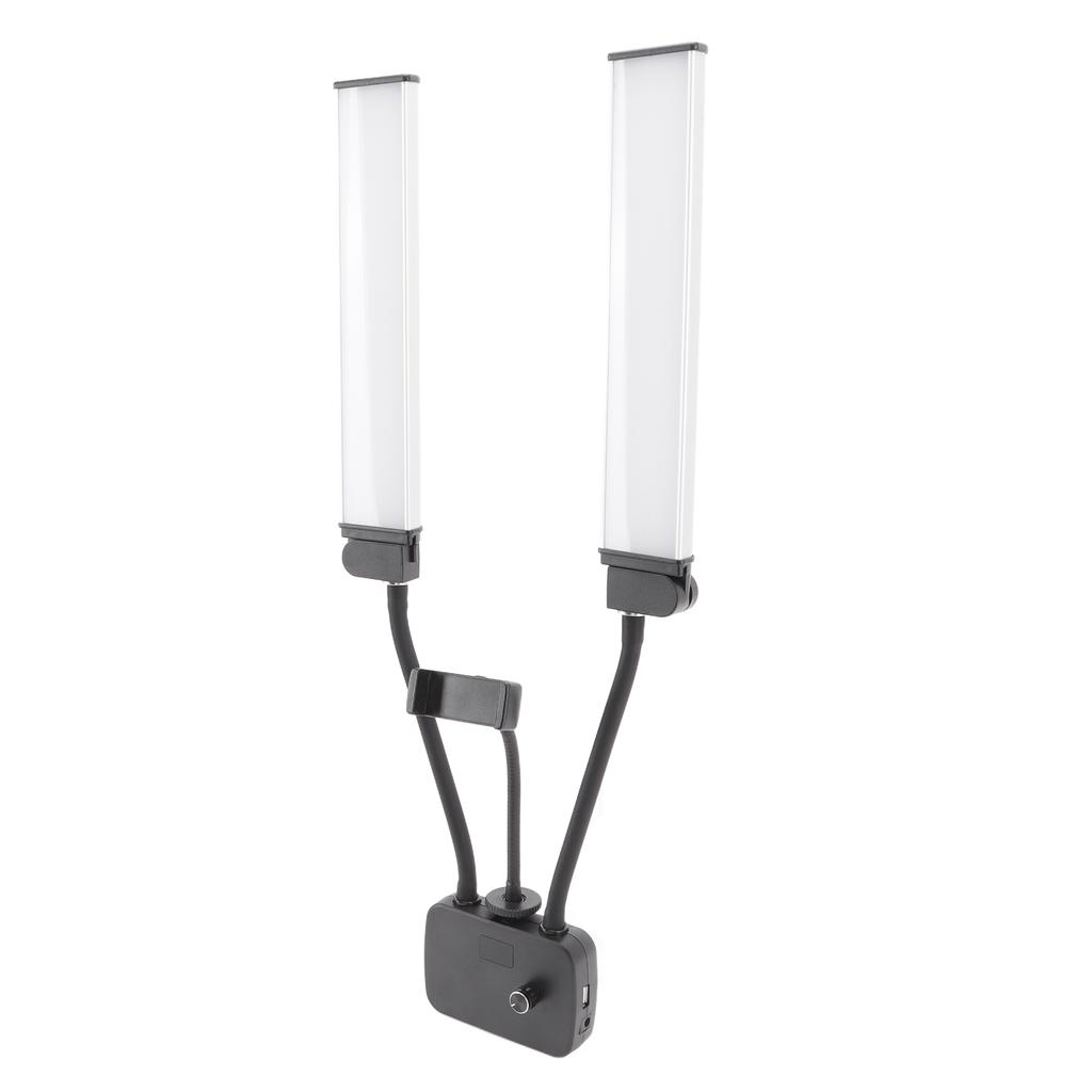 Светодиодный заполняющий свет 3200K до 5600K с двумя держателями, регулируемая яркость, USB с держателем для телефона, видео