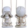 Skull Car Mirror Hanging Ornament with Christmas Hat Goth Auto Accessories for Men Women Swinging Skeleton Pendants Horror Things Spooky Charms Decor