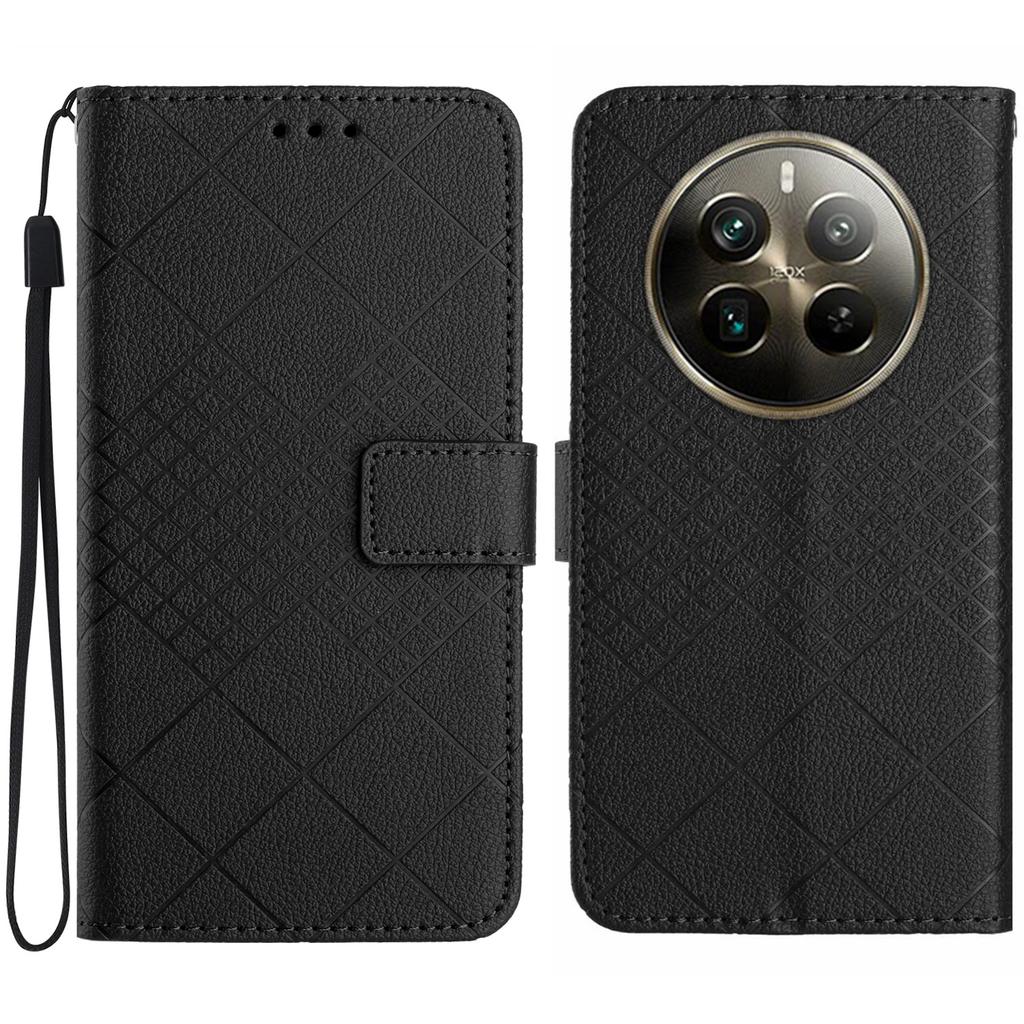 HT06 For Realme 12 4G/12+ 5G Case Rhombus Litchi Texture Wallet Leather Phone Cover