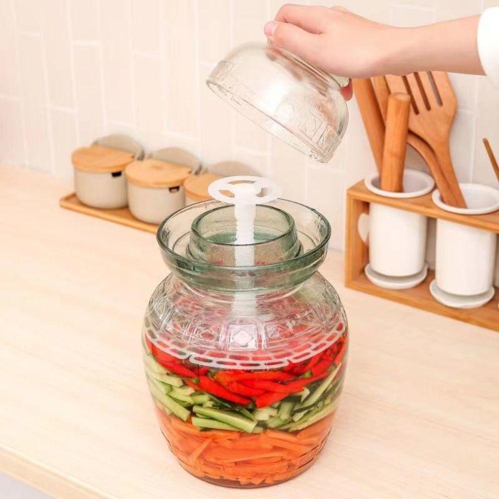 Plastic Pickle Jar Press Adjustable Kimchi Jar Pressure Device Korean Wide Mouth Jars