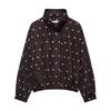 Womens Stand Collar Bomber Jacket Polka Dot Loose Fit Casual Fall Outerwear