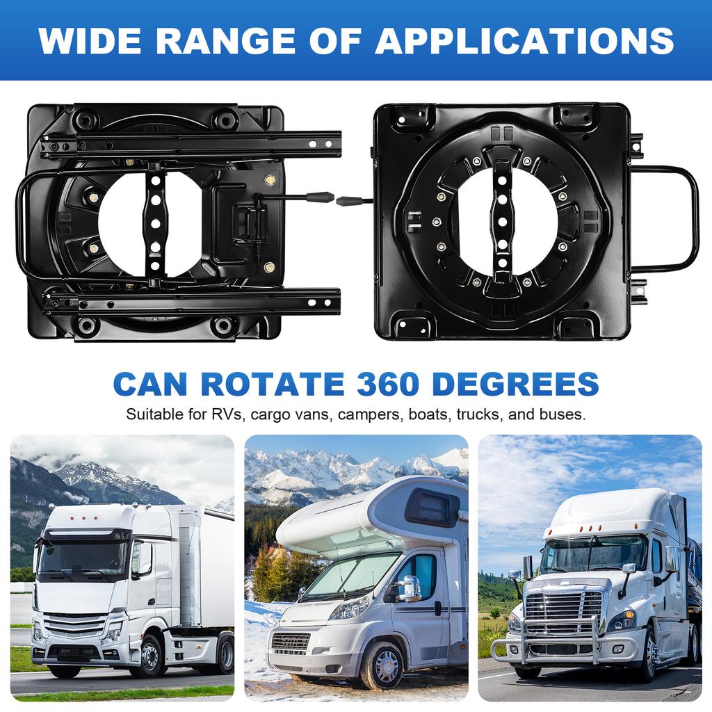 3mm Steel Plate Heavy Duty Seat Swivel Base W/ Slider Rotating Seat Base Car Chair Swivel Base for RV Van Camper Boat Truck Bus