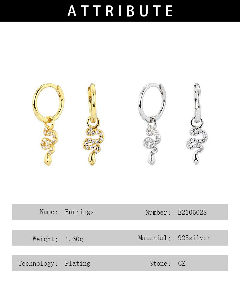 Серьги-змеи с покрытием из 14-каратного золота, белые серьги-кольца с фианитами для женщин, свадебные украшения