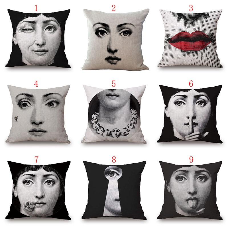 Льняная винтажная наволочка для декоративной подушки с лицом Пьеро Форназетти, на поясничную подушку, новая