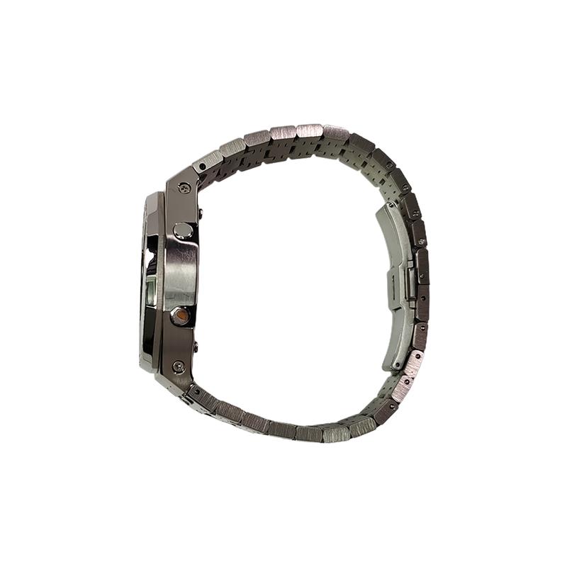 CASIO Customized watch modified series diamond-encrusted silver stainless steel case fashion trend waterproof 200 meters GA-2100SKE-7A