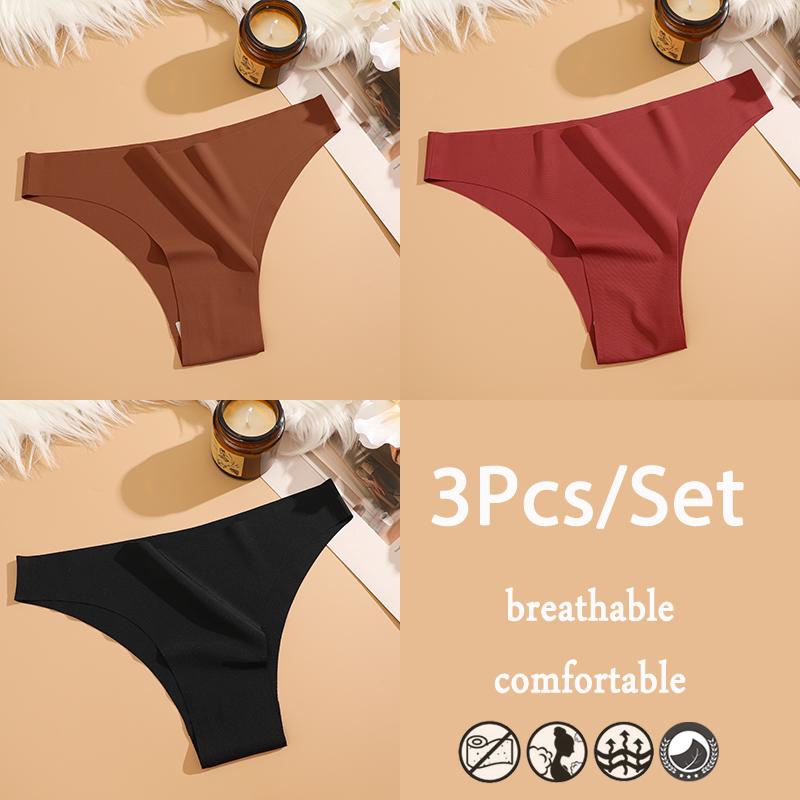 FINETOO 3 шт./компл. бесшовное нижнее белье из ледяного шелка с низкой талией бразильские трусы дышащее высокоэластичное нижнее белье трусики