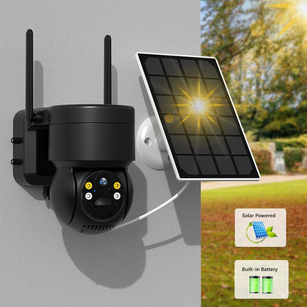 PTZ IP Camera Outdoor Wireless Solar Wifi Camera With Solar Panel 4MP HD Built-in 7800mAh Recharge Battery PIR Human Alarm iCsee