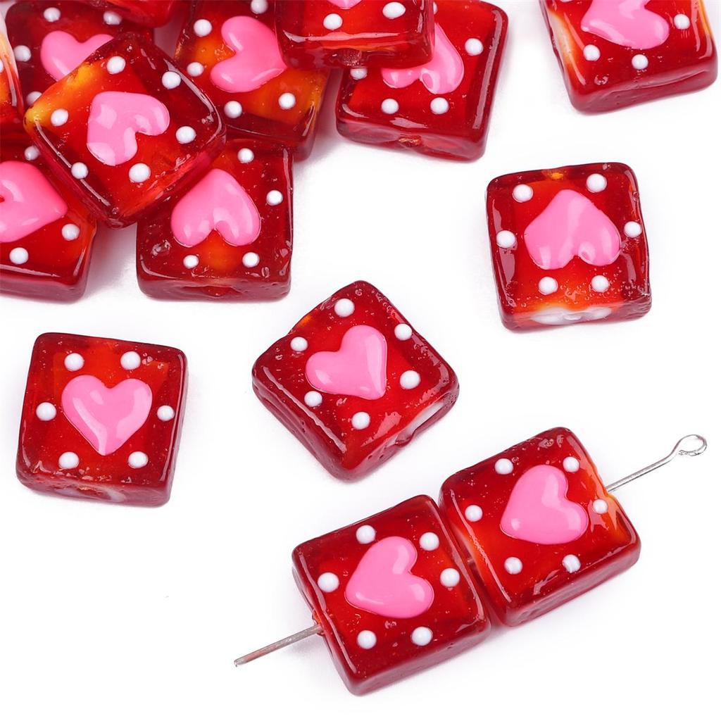 1 шт. ручная роспись цветные стеклянные точки любовь квадратные бусины для DIY ожерелье браслет серьги изготовление ювелирных изделий аксессуары для рукоделия