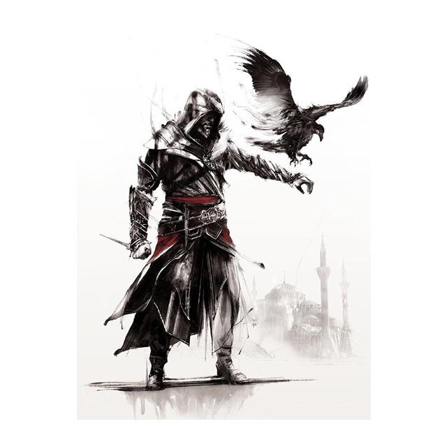 Винтажный абстрактный минималистичный рыцарь-убийца, чернильная стирка, художественная картина на холсте, настенный постер, принты, фотографии для гостиной, спальни, декор