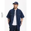Японский ретро модный бренд летняя свободная джинсовая рубашка с короткими рукавами художественная молодежная рабочая рубашка мужская и женская многослойная куртка