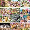 5D DIY Diamond Painting Animal Cat Dog Cross Stitch Kit Full Round Diamond Embroidered Mosaic Art Picture Rhinestone Decoration