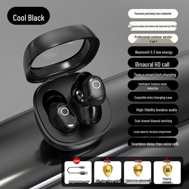 Compact Mini Dual Ear Bluetooth Earphones: Noise-Cancelling, Ultra-long Battery, Perfect for Gaming & Sports
