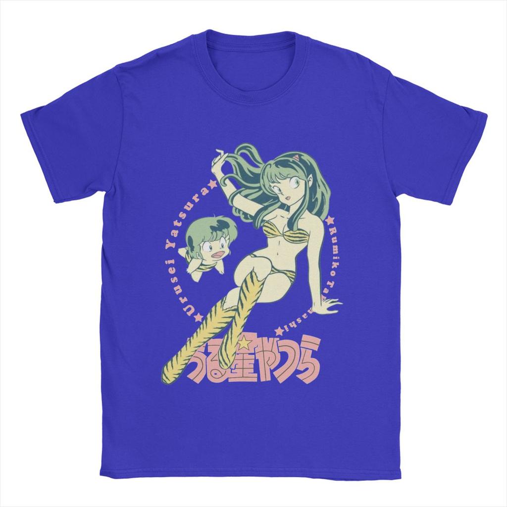 Lum Ran Ataru Urusei Yatsura Мужские футболки Аниме Смешные футболки Футболка с коротким рукавом и круглым вырезом Хлопковая графическая одежда