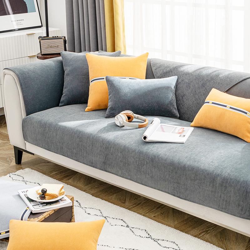 Легкий роскошный стиль, новый чехол для дивана из синельной кожи, универсальный нескользящий чехол для четырех сезонов, простой современный летний