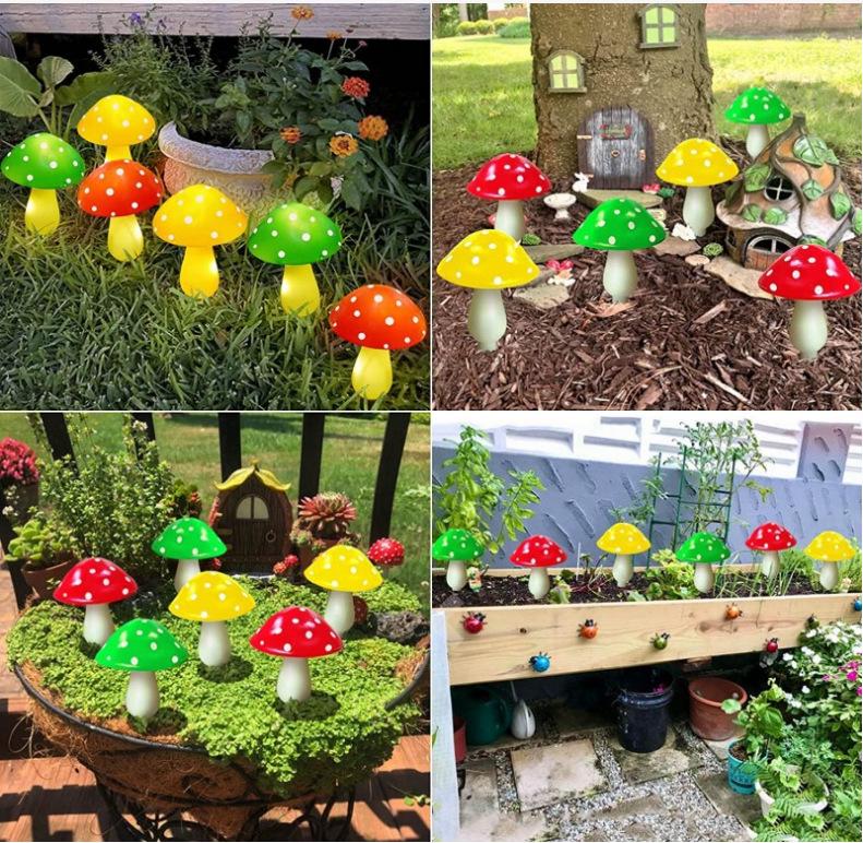 Waterproof Outdoor Solar Mushroom LED String Lights for Garden, Patio, Christmas, and Holidays with Fairy Lights and Ground Stakes