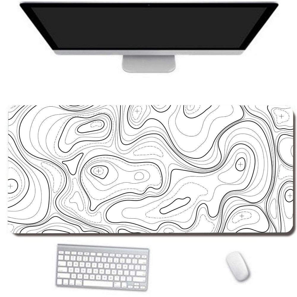 1 шт. Игровой коврик для мыши Большой коврик для клавиатуры 31,5 X 11,8 дюйма Топографический коврик для мыши Черно-белый коврик для мыши для клавиатуры