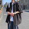Shirts Men Summer Half Sleeve Casual Youthful Loose All-match Striped Shirt Turn-down Collar Students Clothes