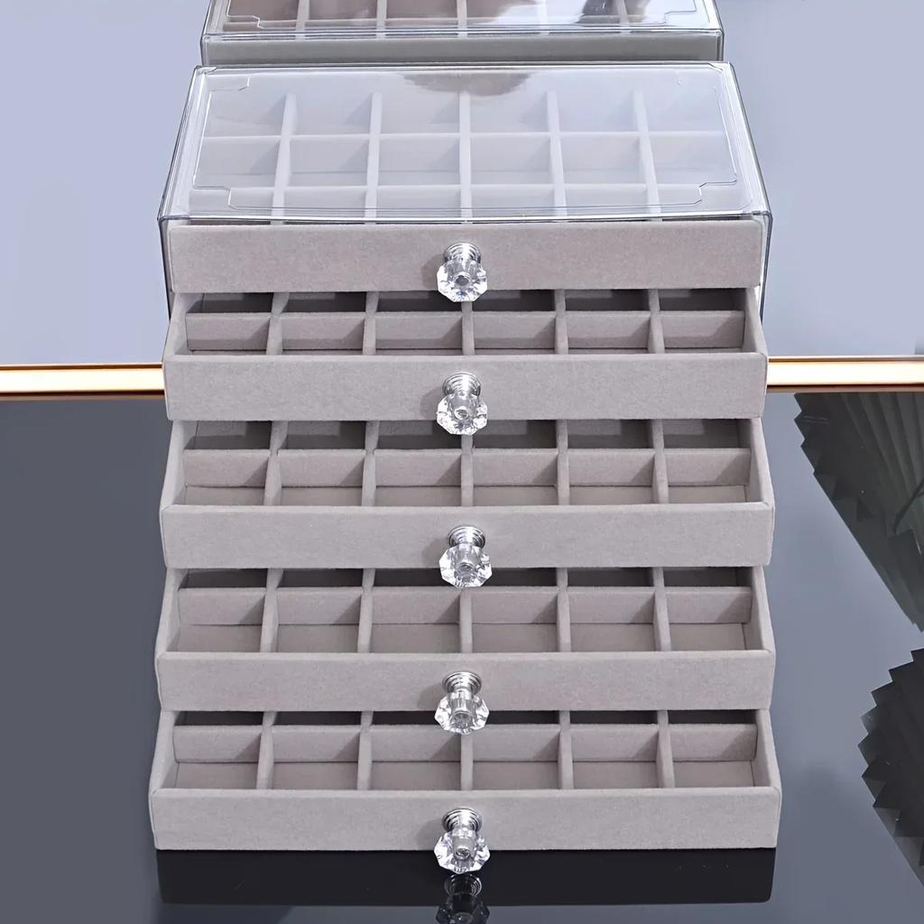 New Transparent Home Desktop 5-Tier Countertop Drawer Jewelry Box Storage Box Earring Storage Box, Jewelry Boxes