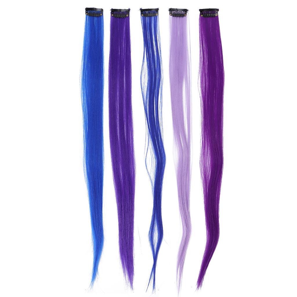 Colored Hair Extensions Highlight Synthetic Hairpiece Clipin Hair Extensions for Girls
