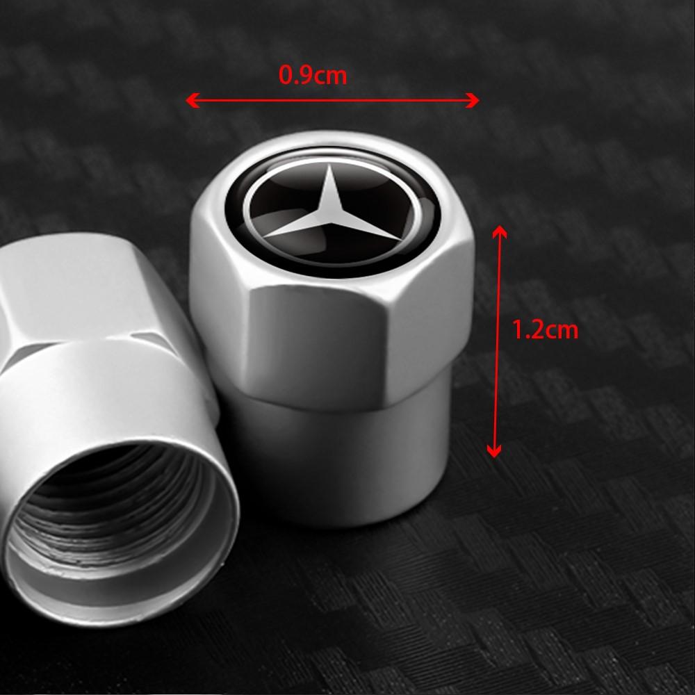 EJG4 4Pcs Car Tire Valve Cap Aluminum Tyre Wheel Air Stem Valve Cap for Mercedes Benz A E C G M R S Class W176 W204 W212 W222 CLA AMG