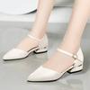 Fashion Comfortable Square Heels Office Ladies Working Shoes Soft Pu Leather Low Heel Pumps Women Ankle Strap Classic Black Shoes Woman