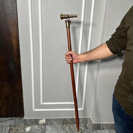 Brass Walking Stick Cane with Telescope  Elegant Multipurpose Home  Office
