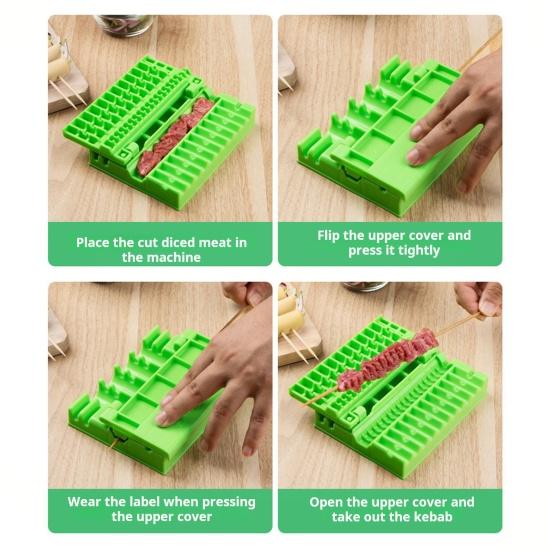 Приспособление для приготовления шашлыка для кебаба 3-в-1 с антипригарным покрытием, инструмент для приготовления кебаба для мяса, овощей, кишечника, простая в использовании ручная машина для изготовления форм для шампуров