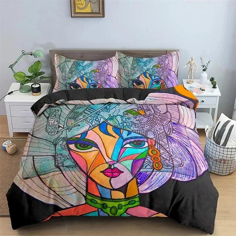 Abstract Human Face Mystic Artwork Graffiti 3D Duvet Cover Bedding Set Comforter Linen Pillowcases Home Decor Single Double Twin