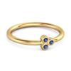 Blue Sapphire Triple Bezel Cluster Ring - 925  Sterling Silver Gold Vermeil