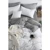 Fitted Sheet Duvet Cover Set Double White Small Square White Gray