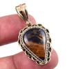 Natural Pietersite Gemstone 925 Solid Sterling Silver TwoTone Pendant 1.50" k7J21