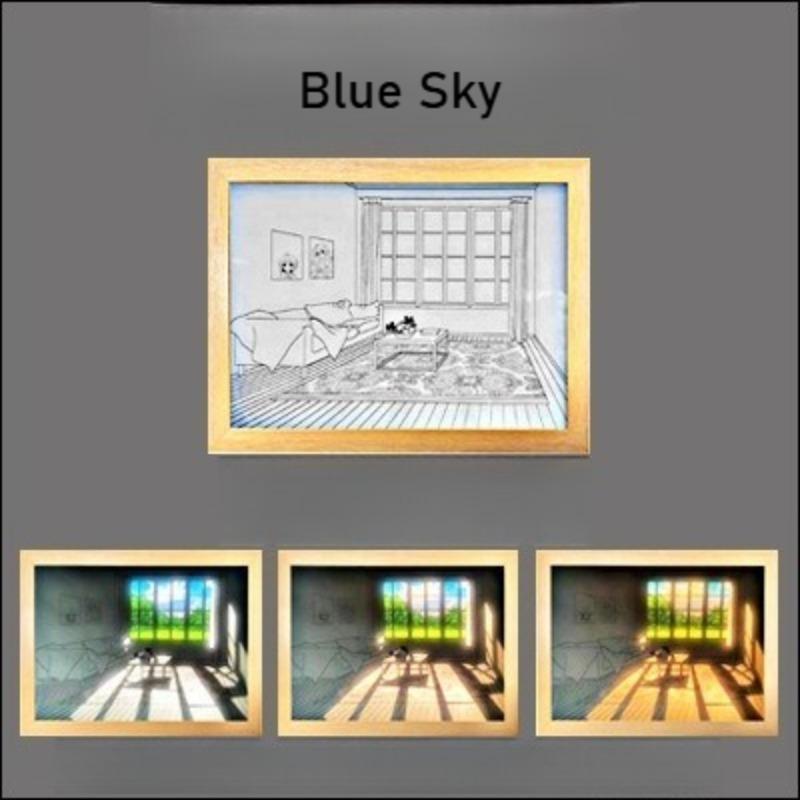 Красивая светодиодная картина, имитирующая солнечный свет в помещении, окно, деревянная фоторамка с подсветкой, диммируемое настенное произведение искусства, настольная лампа, домашний декор, ночник