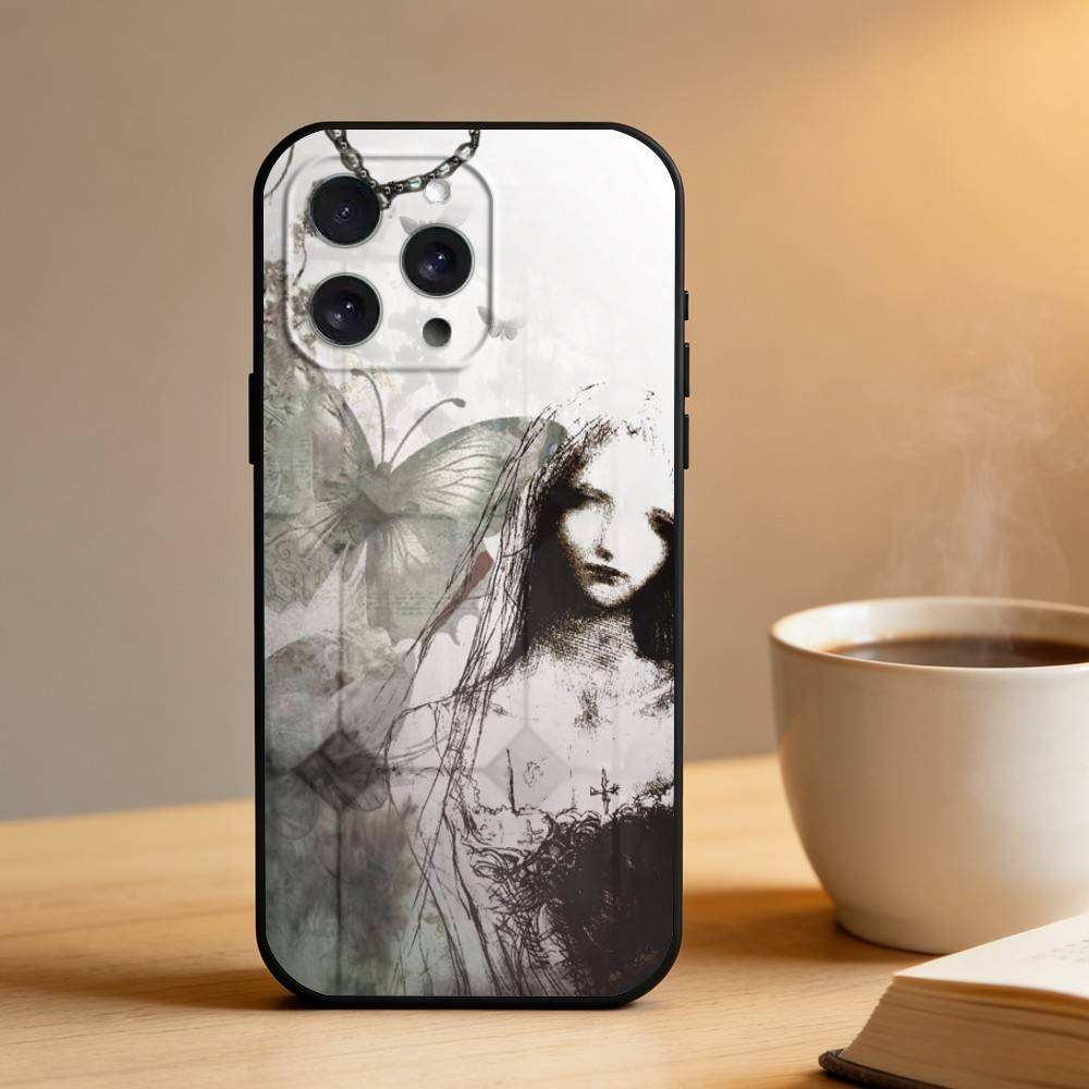 Готический Кокетливый Кибер Сигилизм Чехол Для Телефона Для iPhone 16,15,14,13,12,17,Pro Max,Plus Силиконовый Черный Чехол