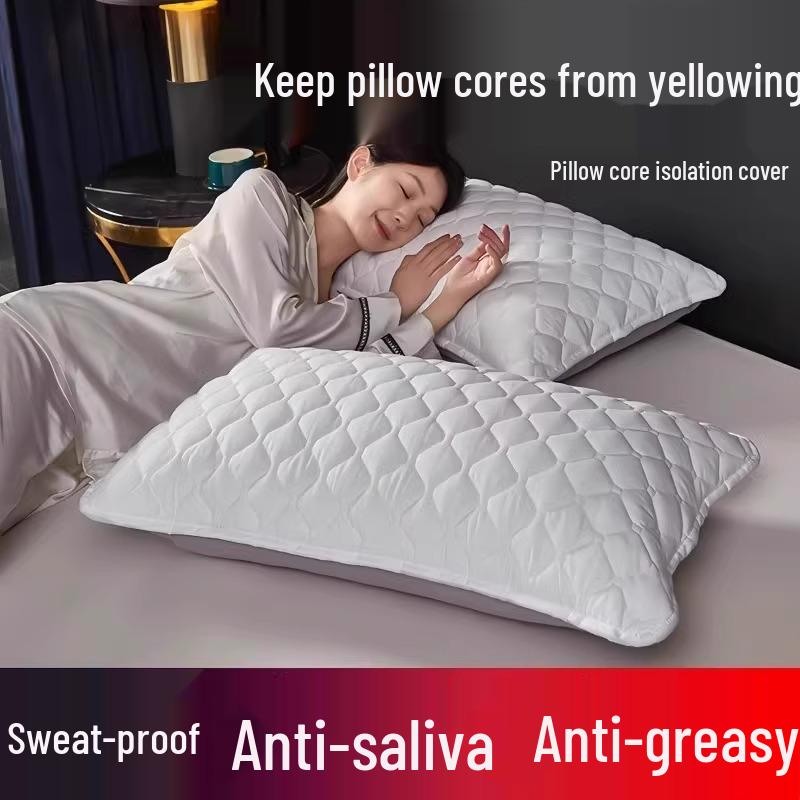 Защитник сердцевины подушки: Пот- и грязезащитная наволочка из 100% хлопка, утолщенная, одинарная упаковка, моющийся чехол для подушки