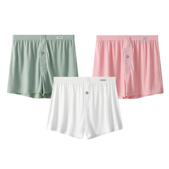 Мужское нижнее белье-боксеры с эластичной резинкой на талии, шорты со средней посадкой, однотонные широкие свободные трусы с пуговицами Fly Ice, шелковые тонкие трусики