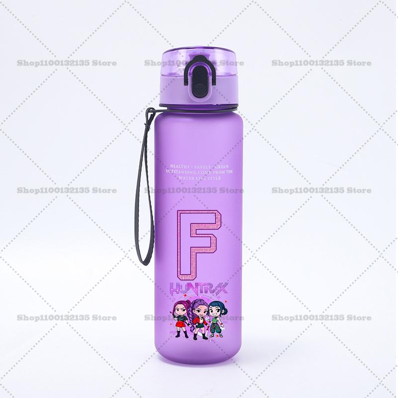 650ml KPop Demon Hunters Sports Water Bottle Boy Motivational Leak Proof Portable Reusable Cups Outdoor Travel Gym Jugs Gift