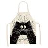 1 Pack Black Cat Pattern Men and Women Suitable for Home Dinner Kitchen Cooking Apron Cleaning Apron Anti-fouling