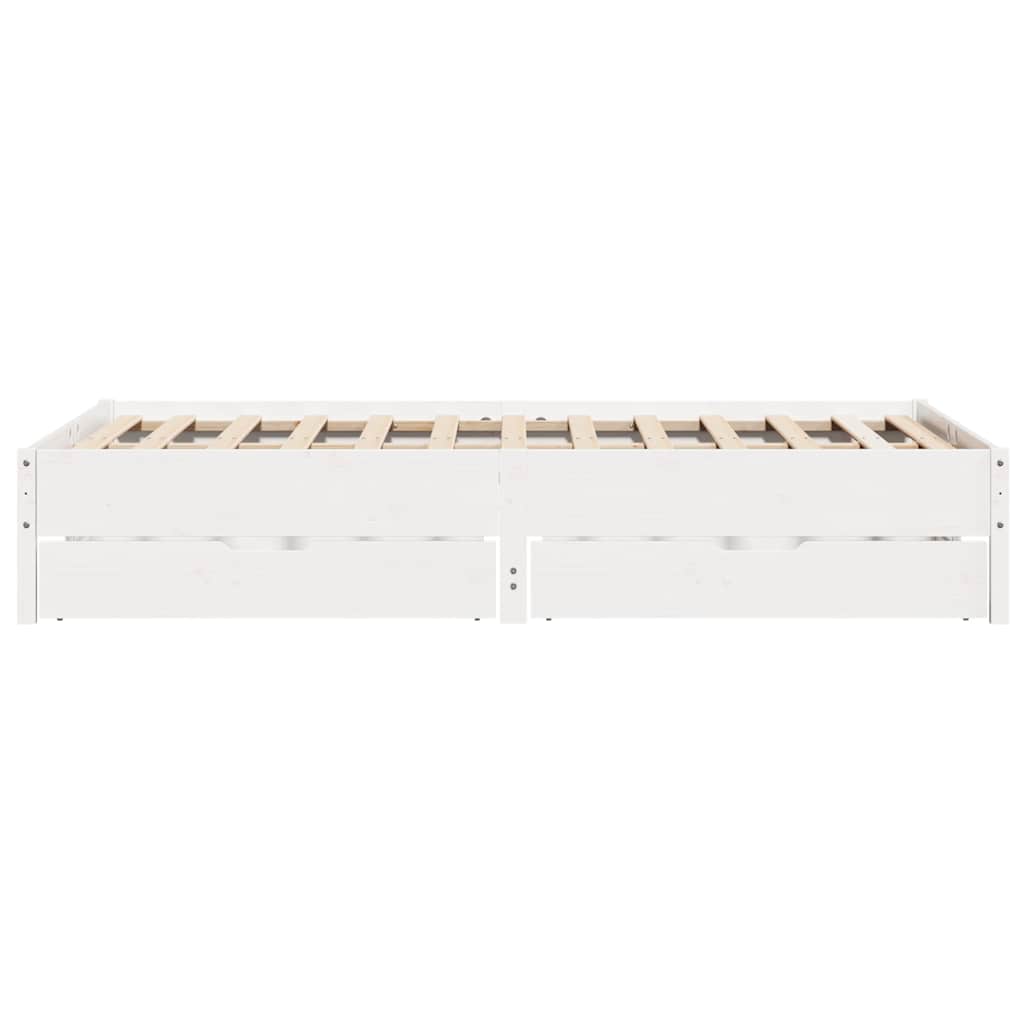 Vidaxl Rama Łóżka Bez Materaca, Biała, 140X200 Cm, Lite Drewno Sosnowe