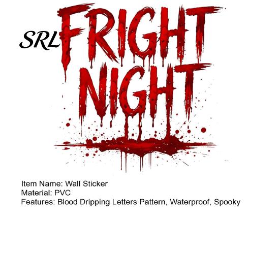 Blood Dripping Window Clings Fright Night Wall Sticker, Halloween Letters Decal, Spooky Glass Door Murals Waterproof Sticker for Living Room