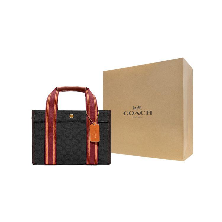 Coach Spin 27 Classic Monogram Tote Bag With Multi-Functional Zipper Pocket And Snap Closure Women Tote Bags Black C8635-B4M2