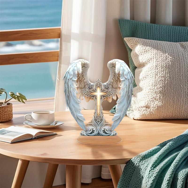 Святейшее Сердце Иисуса Ангел с Основанием Акрил Традиционное Религиозное Искусство Настольный