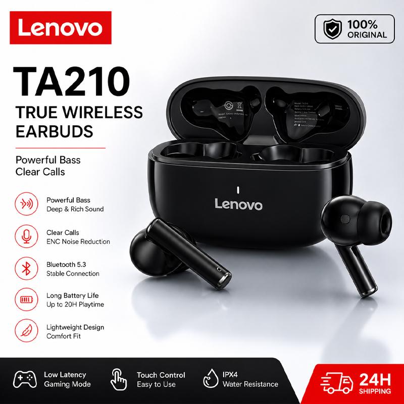 Lenovo Bluetooth Wireless Headphones Built In Microphone USB Type C Charging Port Noise Isolating Comfortable Over Ear Headset C