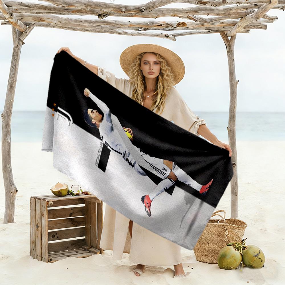 Juve Legend Cristiano Ronaldo Beach Towel Quick-Dry Soft Microfiber Comfortable Lightweight