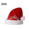 Large Size Christmas Santa Cap Sparkly Sequins Hat for Adults, Velvet Plush Glitter Bling Festive Gift Kids with Fluffy Pompom Xmas New Year