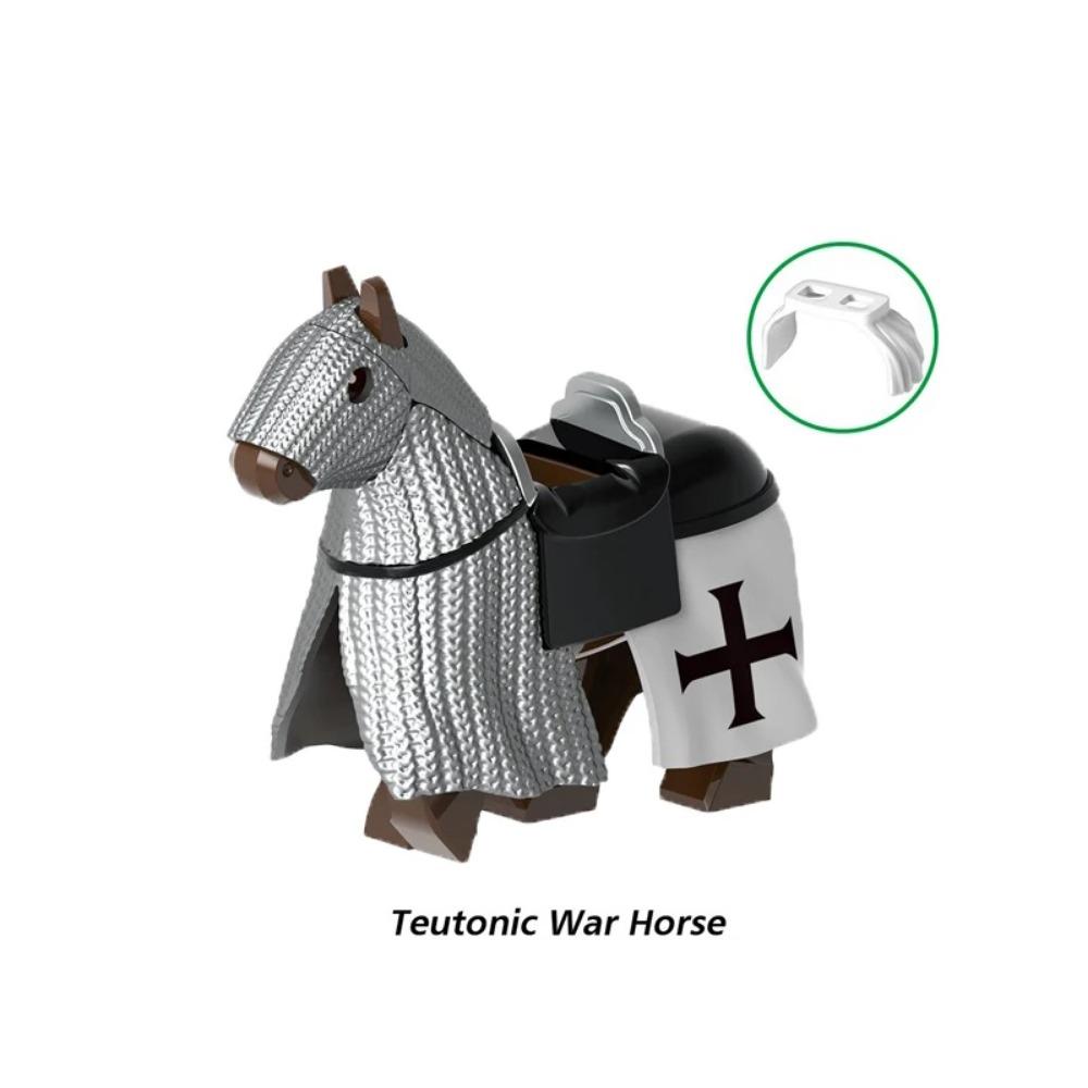 Военные Средневековые Строительные Блоки Фигурки Солдат Рыцарская Экипировка Аксессуары для Животных Маунт Броня Боевой Конь Мини Кирпичики MOC