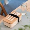 Bento Lunch Box with Bamboo Lid for Adults/Kids Leak-Proof Lunch Container Includes Cutlery Set Wooden Style Portable Lunch Box