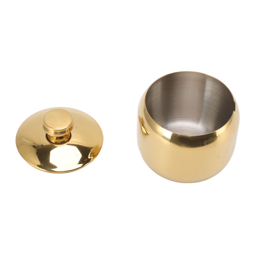 Stainless Steel Gold Seasoning Condiment Pot Spice Salt Sugar Pepper Container Jar Storage