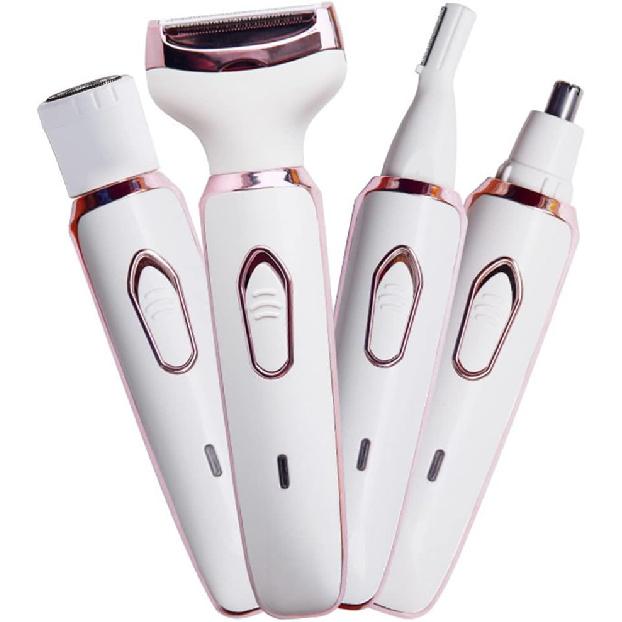 Электробритва для женщин, триммер для волос для лица, носа, бровей, бороды, усов, рук, ног, подмышек, бикини, безболезненная, перезаряжаемая, портативная, 4 в 1, женская для тела