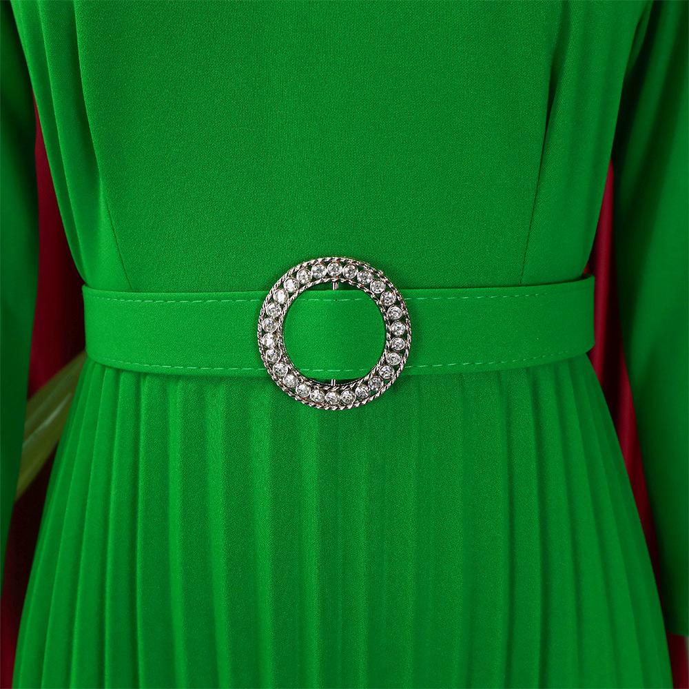 YYFS Women's Fashion Spring Fall Solid Color Print 3/4 Sleeves V-Neck High Waist Casual Dresses